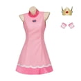 thumbnail image 2 of Disfraz de princesa Peach para cosplay, ropa deportiva rosa, traje de tenis Peach, traje de cosplay, vestido de golf sin mangas con corona para Halloween, 2 of 5