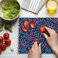 thumbnail image 3 of Modern Cutting Board, Watercolor Style Effect Hand Drawn Repeating Mosaic Inspired Pattern, Decorative Tempered Glass Cutting and Serving Board, Large Size, Blue Pale Blue and Pink, by Ambesonne, 3 of 5