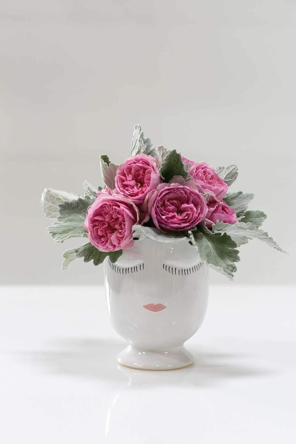 Small Ceramic Celfie Face Floral Vase 3 5 Tall X 2 75 Wide Walmart Com Walmart Com