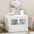thumbnail image 2 of Witaxima PawHut White Wooden Dog Crate End Table with Triple Doors, Spacious Tabletop & Steel Tubes, Indoor Furniture for Small Dogs Under 22 lbs, 30.8"L x 20.8"W x 23.3"H, 2 of 11
