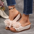 thumbnail image 5 of CAIXIA Wedge Sandals For Women Summer Platform Sandals for Women Open Toe On Floral Design Breathable Wide Width Casual Beach Footwear,Beige, 5 of 9