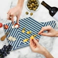 thumbnail image 4 of Navy Blue Cutting Board, Pattern with Geometric Triangle Shape Like Striped Designed Art, Decorative Tempered Glass Cutting and Serving Board, Wine Bottle Shape, Dark Blue and White, by Ambesonne, 4 of 5