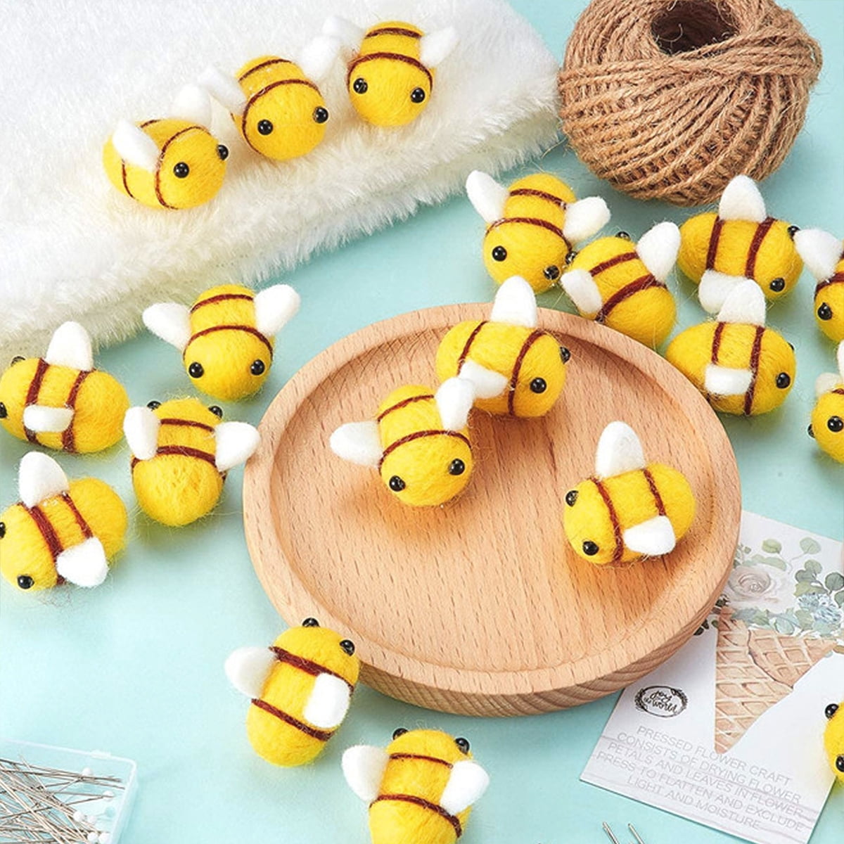 Yous Auto 30Pcs Bee Crafts Balls Wool Felt Mini Bee Crafts Balls Cute