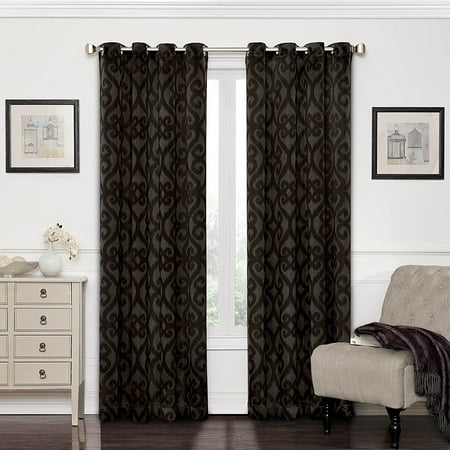 Aubergine Finish - Eclipse 12427052084AUB Patricia 52-Inch by 84-Inch Blackout Grommet Single Curtain Panel, Aubergine, Sold as single panel By Eclipse Curtains from USA