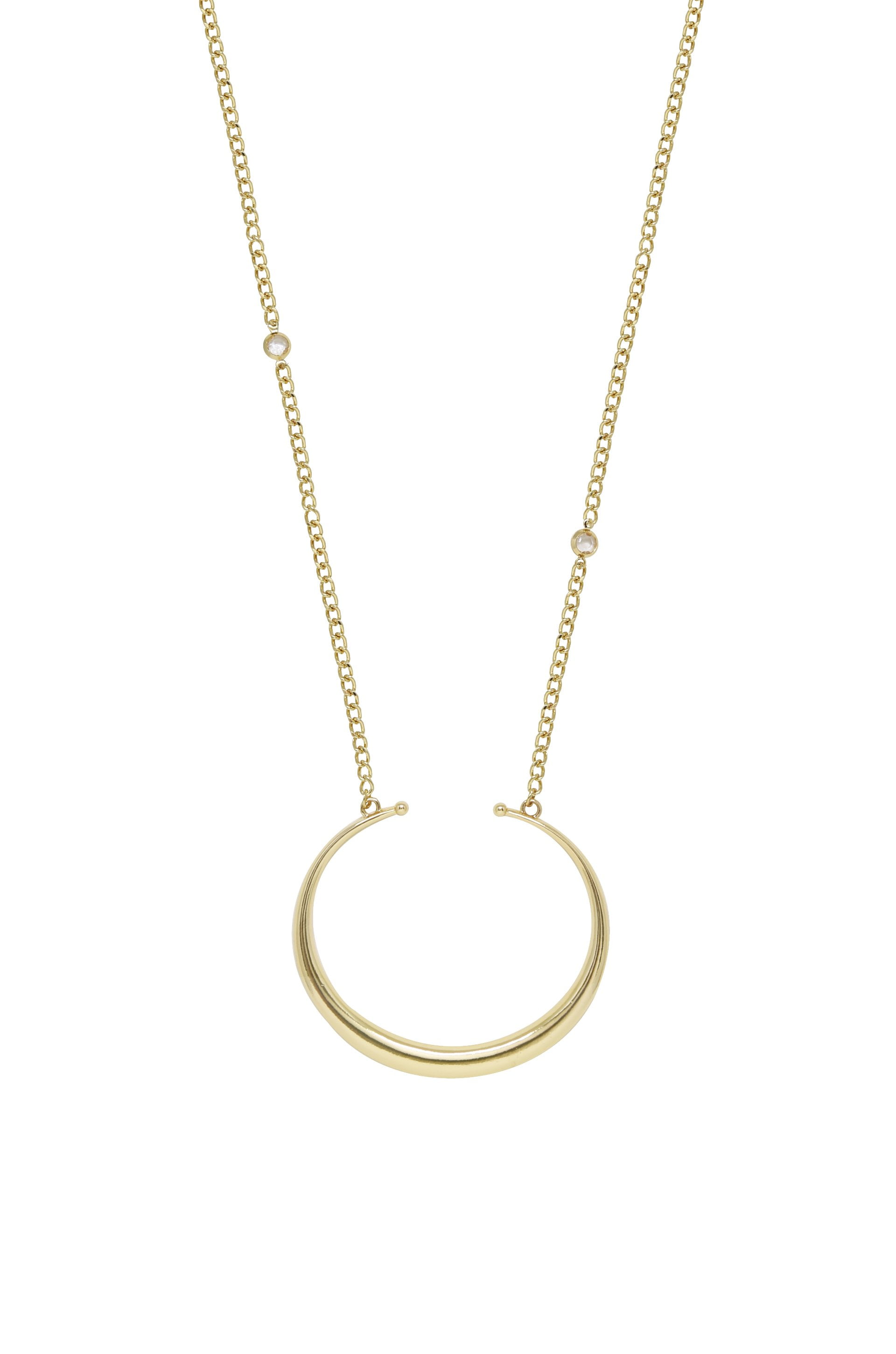 Gold Tone Crescent Horn Pendant 
