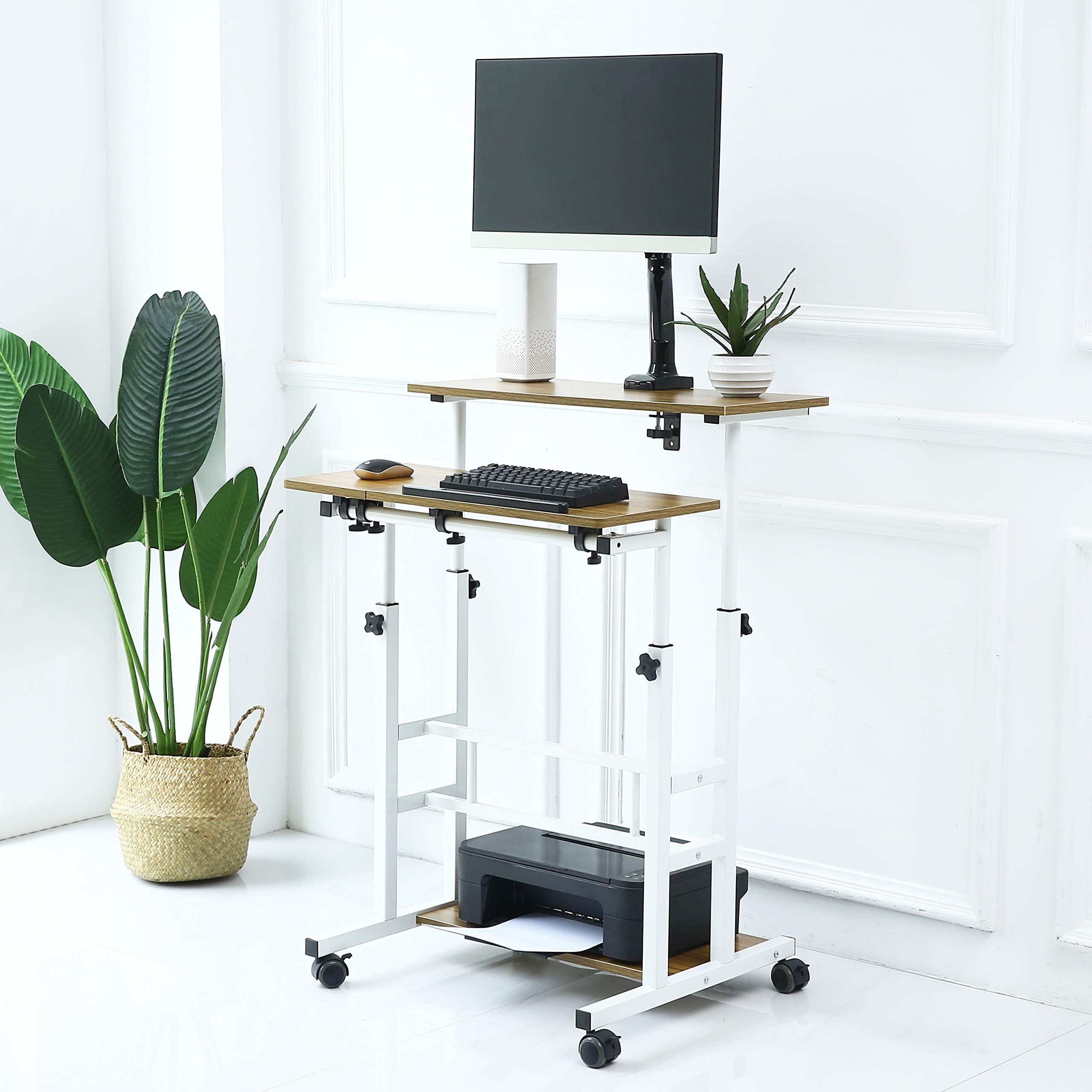 UNICOO® Portable Standing Desk on Wheels, Height Adjustable Mobile Standing Desk, Versatile Standing Portable Desk for Home Office, Rolling Sit-Stand Workstation, Ergonomic Design - (U101-AO)