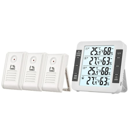 

Romacci 3 Channel Digital Indoor Outdoor Thermohygrometer with Remote Sensor 328ft/ 100m Backlight Thermometer Humidity Meter Comfortable Level Temperature Humidity Monitor with 3 Transmitters for H