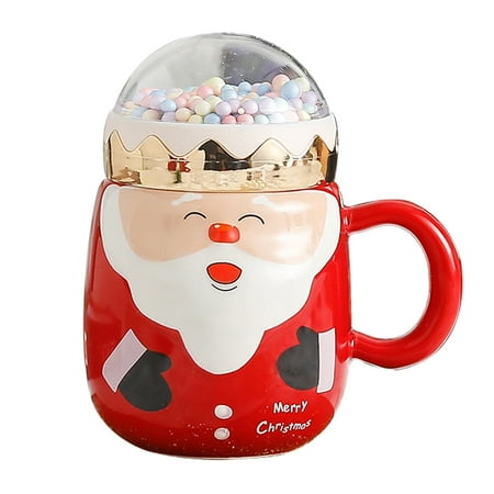 

Christmas Coffee Mug Christmas Ceramic Mug with Lid Santa Claus Shape Festive Atmosphere Novelty Mug Holiday Coffee Mug Gift for Family Friends