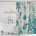thumbnail image 4 of Turquoise Starfish Waterproof Fabric Shower Curtain,Ocean Nautical Seahorse Coral Shell Waterproof Fabric Shower Curtain for Bathroom Curtains Bathtubs Shower Curtains with 12 Hooks Standard 66x72, 4 of 8
