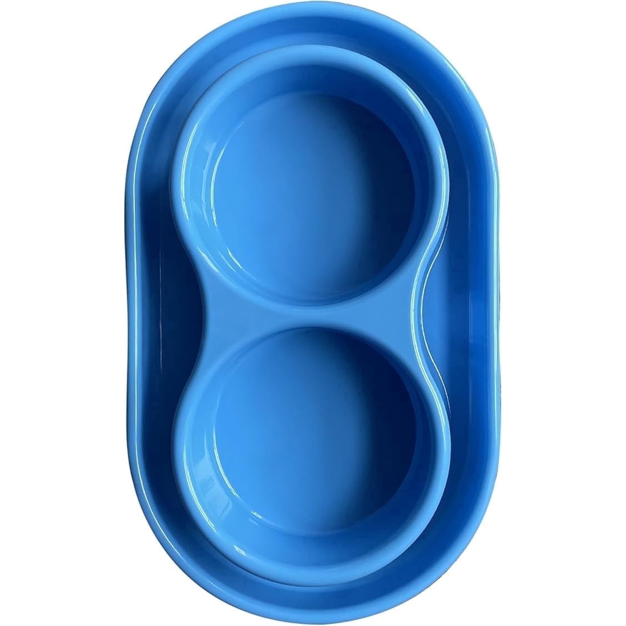 PetLike Double Pet Bowls, Ants Away Moat Design Non-Slip FDA PP Food & Water Dishes, 48oz/6 cups for Medium & Large Dogs & Cats (Blue)