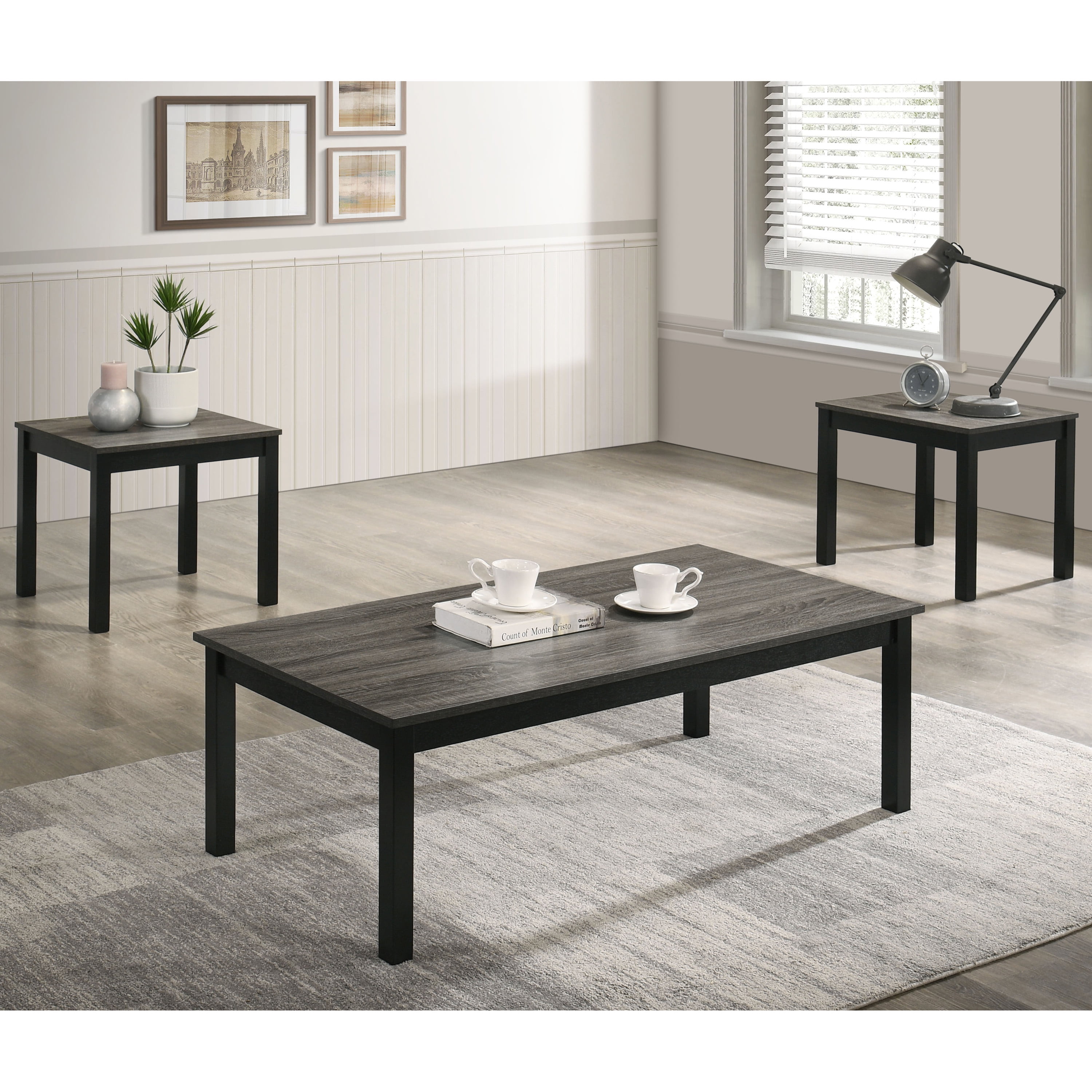 Furniture of America Versi Modern 3-Piece Coffee Table Set, Gray
