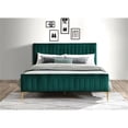 thumbnail image 4 of Pemberly Row Wood and Fabric Upholstered Queen Platform Bed in Green, 4 of 4