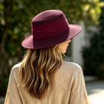 thumbnail image 2 of SGMVNU Fashion Sun Hats for Women, Wide Brim Retro Flat Top Panama Boater Straw Hats Vacation Beach Hat Packable, One Size, Red, 2 of 8