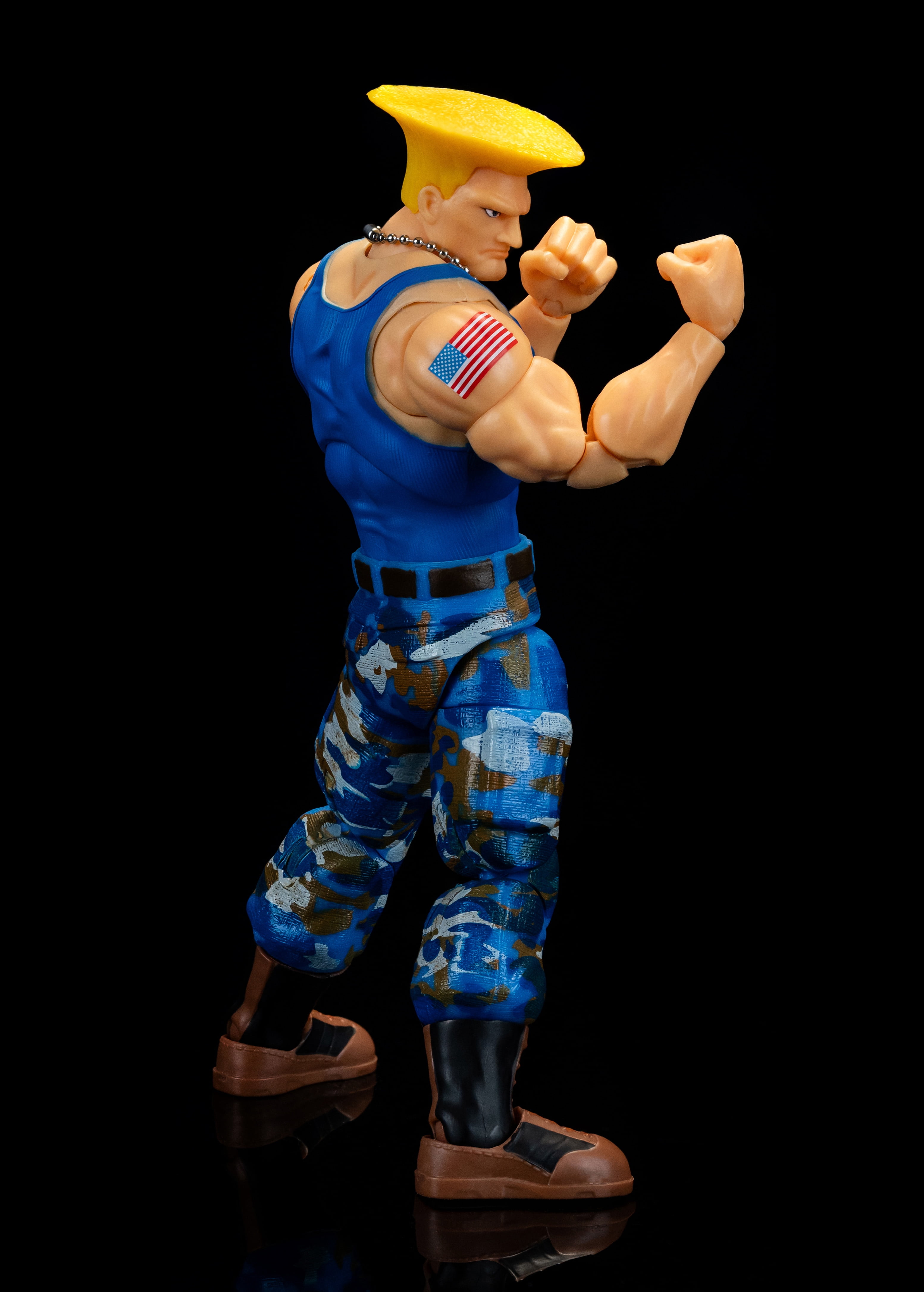 Jada Toys Street Fighter II Guile (Player 2) 1:12 Action Figure Interchangeable Heads, Hands & Accessories