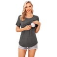 thumbnail image 5 of Ekouaer Women's Maternity Shirts Short Sleeves Nursing Tops 3 Pack Double Laye Breastfeeding Tees Pregnancy Clothes, 5 of 6
