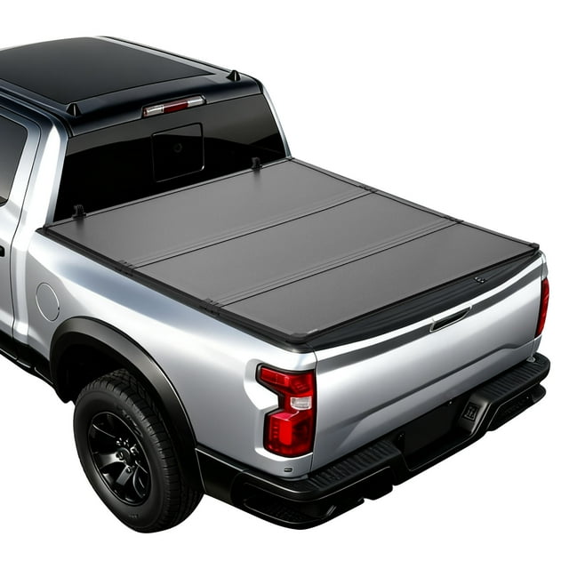 VEVOR Housse Tonneau Rigide à Trois Volets pour Caisse de Camion, Compatible avec Dodge Ram 1500 2019-2024 (Incl. Classique et Neuf) Caisse 6,4 Pi (76,3 Po) Sans Rambox (Ne Convient Pas au Hayon Séparé), Housse de Camion Pliable Imperméable