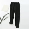 thumbnail image 3 of Sporty Women Solid Color Drawstring Ankle Tied Warm Fleece Long Pants Trousers, 3 of 8