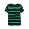 thumbnail image 5 of Olyvenn Women Y2k Striped Baby Tees Short Sleeve Fitted T Shirts Vintage Crewneck Going Out Cropped Tops Basic Streetwear Green M, 5 of 9
