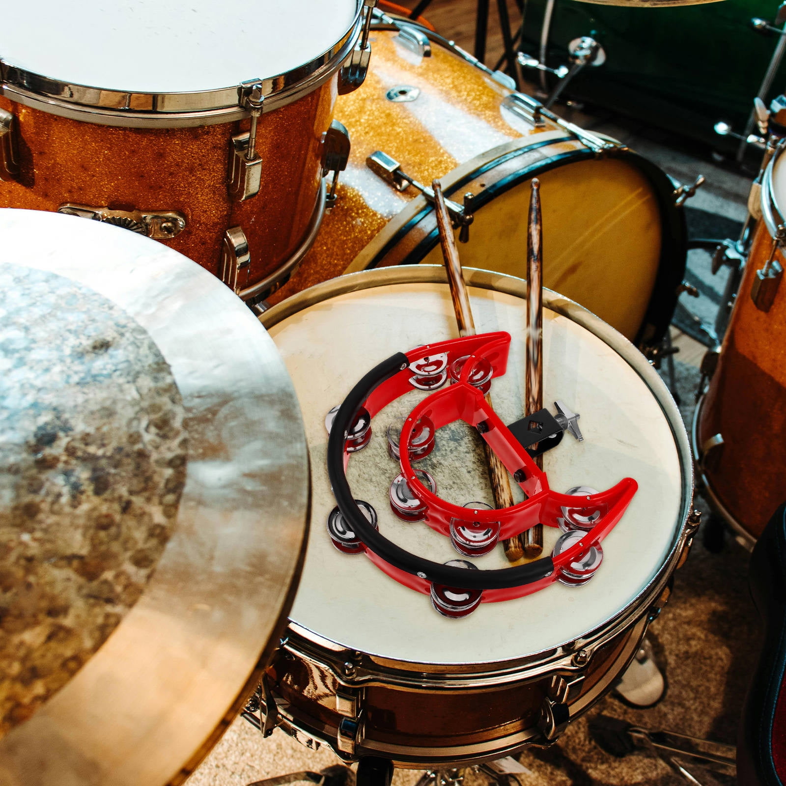 WHAMVOX Beginner Tambourine Drum Supply Drum Mountable Tambourine Instrument Music Instrument Tambourine Drum Instrument Tambourine