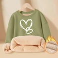 thumbnail image 3 of Kiijoy Girls Sherpa Sweatshirt Hearts Print Cozy Thermal Crew Neck Pullover Top, 3 of 3