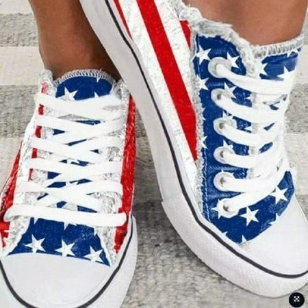 

XWQWJH Womens Floral Printed Low Top Canvas Shoes Casual Round Lace-Up Denim Flats Lace Up Flats Walking Comfortable Flats Slip On Walking Shoes Women s Sneakers