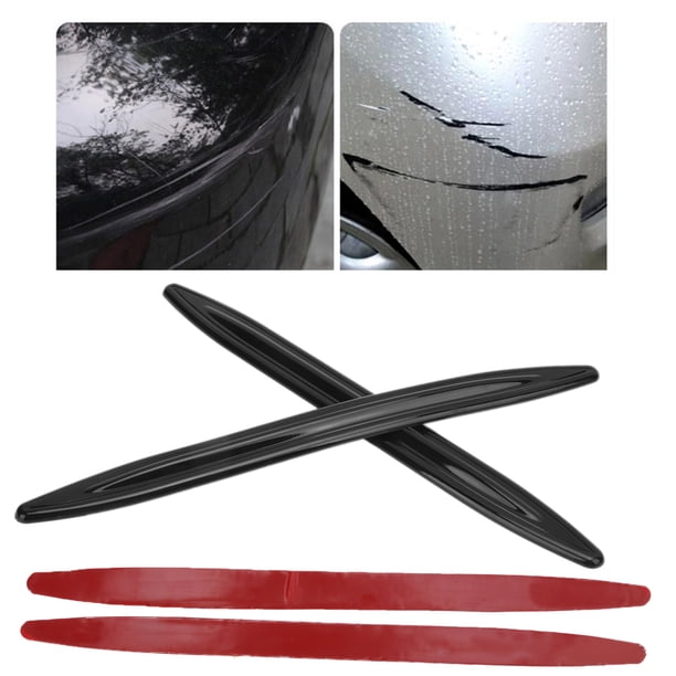 Auto 2 Uds Coche Protector De Parachoques Trasero Delantero Cuerpo Puerta Esquina Tiras Antiarañazos Negro Brillante Modificación Universal