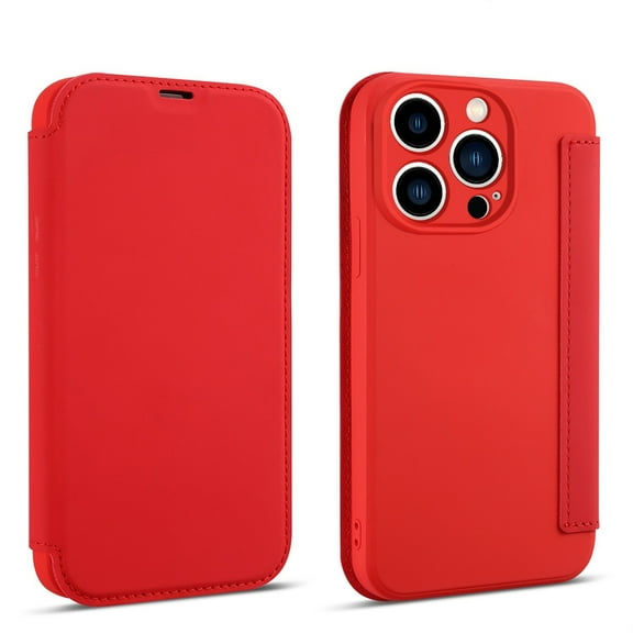 SaniMore Wallet Case for iPhone 14 Pro Max (6.7" 2022), Elastic Silicone Flip Folio Kickstand Wireless Charging wirh Card Slot Full Body Protective Shockproof Anti-drop Shell,Red