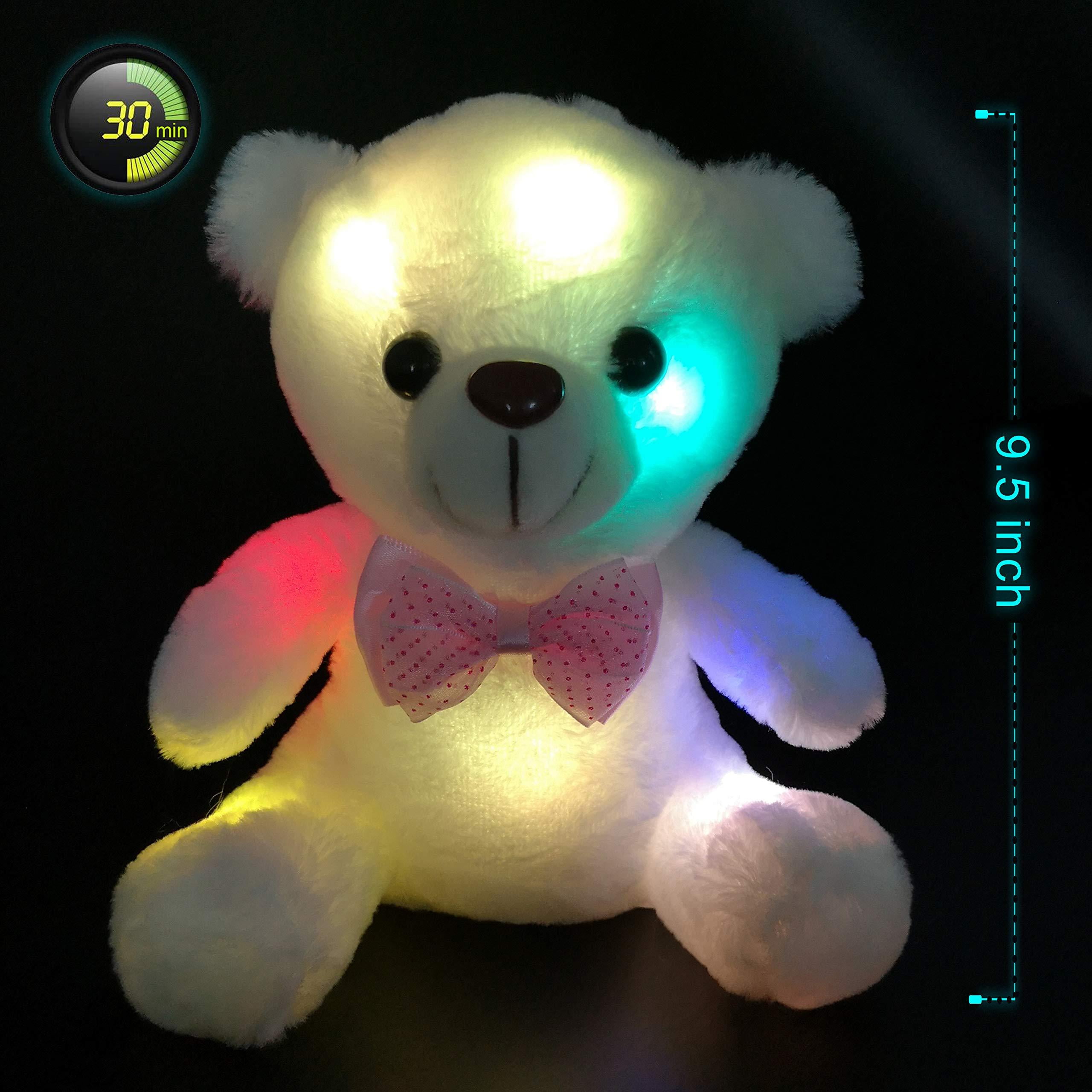 Gift for Girls Glow Teddy Bear with Luminous LED Colorful Night Lights Stuffed
