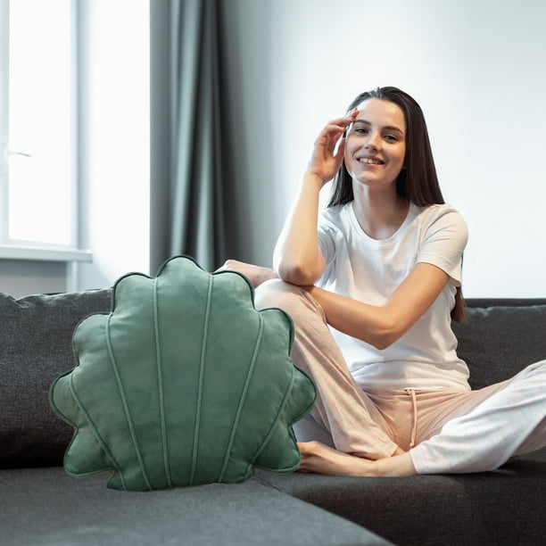 Funda de almohada con forma de concha marina para sofá cama, cojín para ventana, asiento de oficina, soporte lumbar, almohadas de calabaza