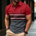 thumbnail image 2 of OIOLOYJM Mens Golf Shirts Summer Short-Sleeve Mesh Color Block Casual Quick Dry Lightweight Polo Shirts Trendy Business Athletic Collared Tops Red 2XL, 2 of 5
