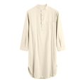 thumbnail image 4 of xiaxaixu Men's Spring Autumn Arab Shirt Solid Color Long Sleeve Button Down Long Gown Thobe Robe, 4 of 7