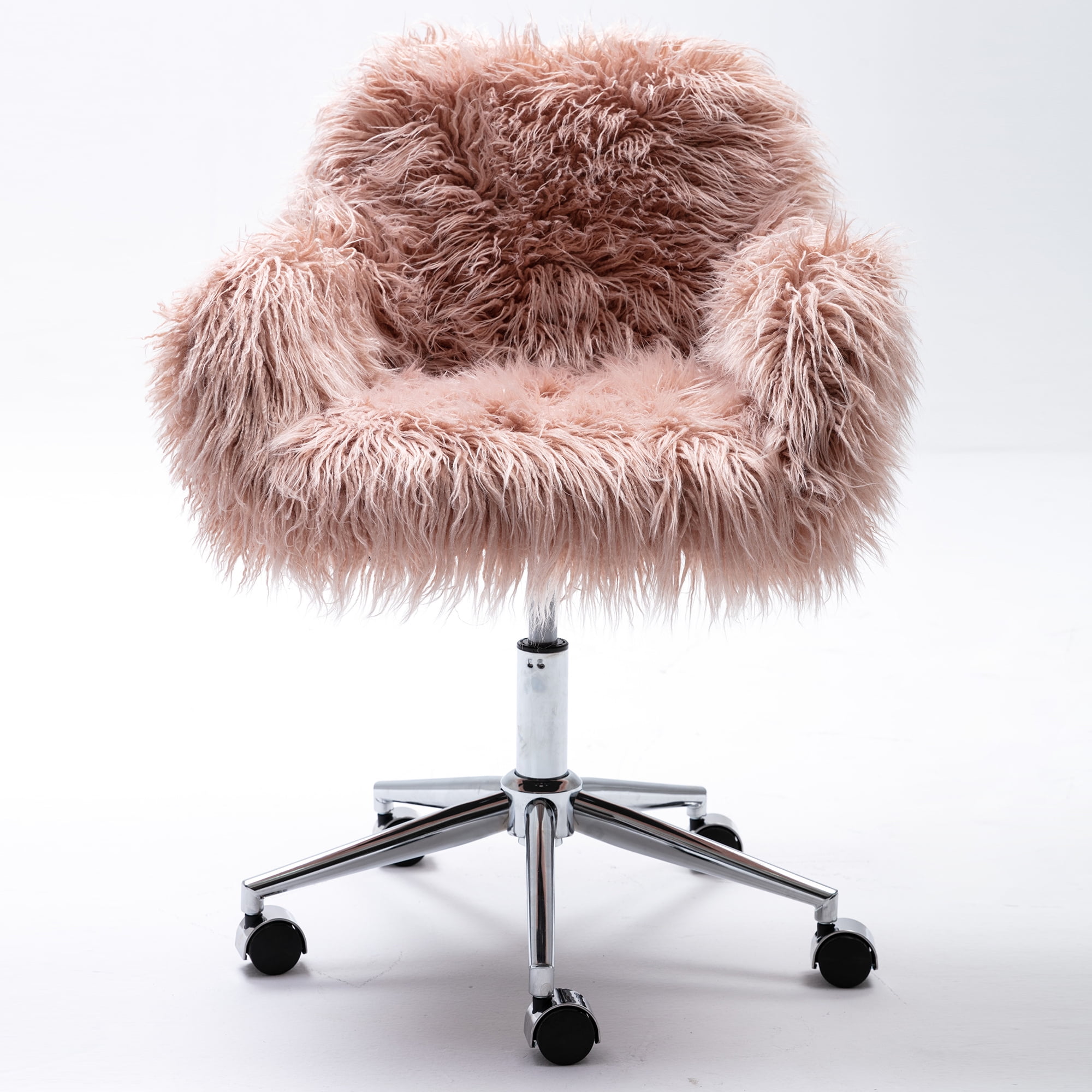 Shinnwa Pink Round Dorm Fur Chair Cushion Pad with Furry Faux Fur Cover  Small Mini Cute Seat Cushion for Kids Desk Chair Teen Girls Bedroom Décor  16