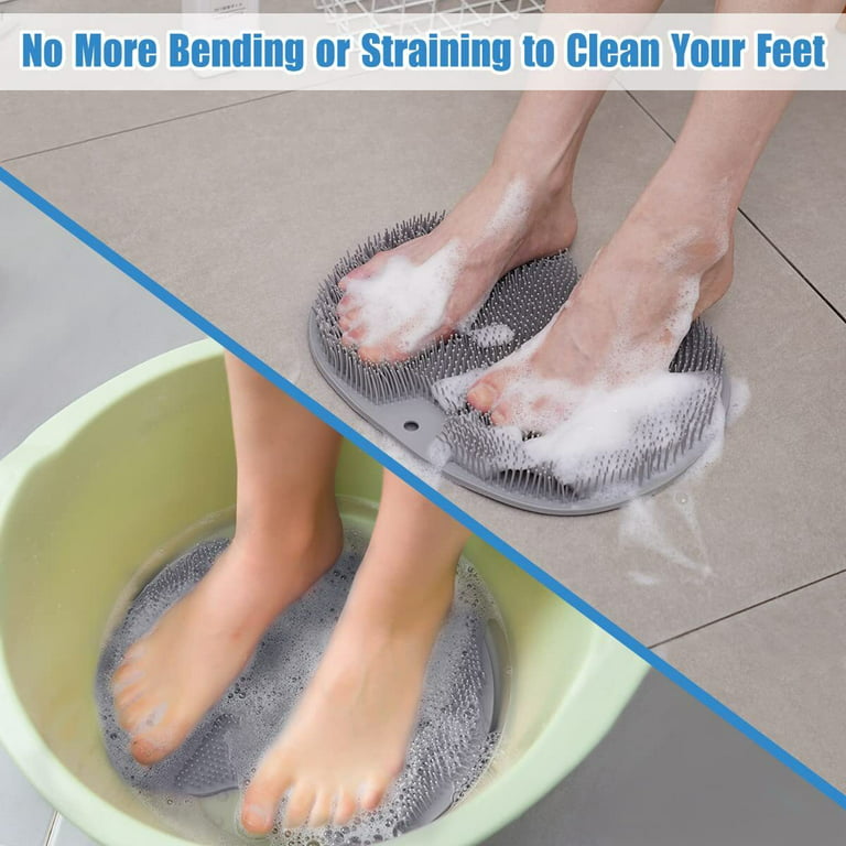 Shower Foot Scrubber Mat Back Washer Back Exfoliating Bath Wash Pad Wall  Moun