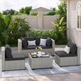 thumbnail image 3 of Amopatio 5 Pieces Patio Conversation Set, Outdoor Sectional PE Rattan Wicker Furniture Seat,GRAY, 3 of 7