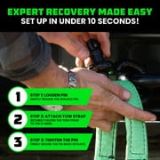 Rhino USA Heavy-Duty Recovery Gear Combos Off-Road Truck Vehicle Recovery (30 Strap + Shackles)