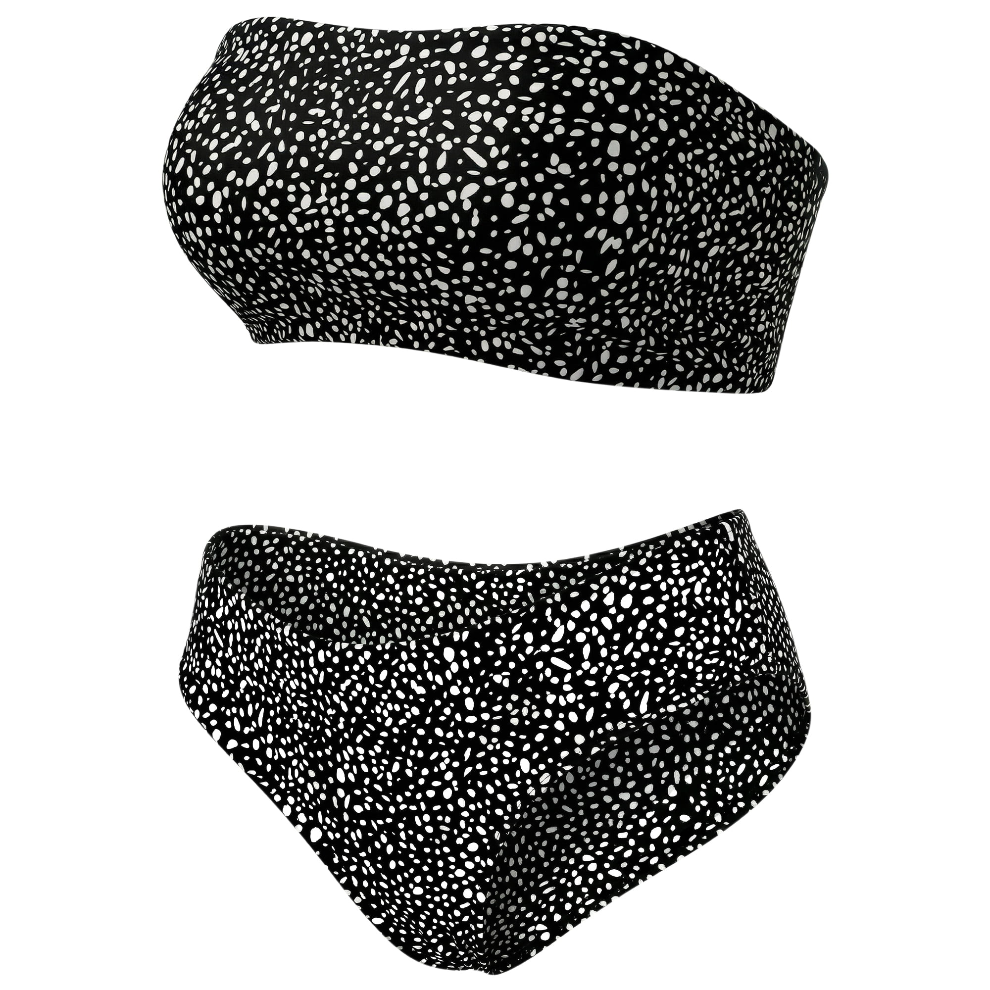 DARING DIVA Women's Plus 2pcs Bandeau Bikini High Waist Bathing Suit 2X Black
