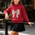 thumbnail image 4 of CYRBOKO Sweaters for Girls, Casual Long Sleeve Soft Winter Warm Knitted Tops Red Size 12-13 T, 4 of 6