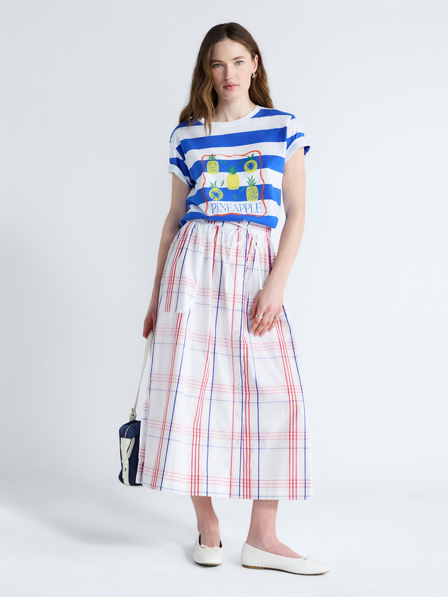 Free Assembly Women's Cotton Cropped Boxy Tee with Short Sleeves, Sizes XS-4X
