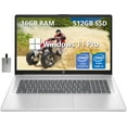 thumbnail image 1 of HP 17.3" IPS FHD Business Laptop, Intel Core i3-N305 Processor, 16GB RAM, 512GB SSD, Intel UHD Graphics, Fingerprint Reader, HD Camera, Wi-Fi 6, Windows 11 Pro, Natural Silver, 32GB Hotface USB Card, 1 of 9