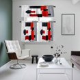 thumbnail image 5 of Red And Black Square Kitchen Curtains Valances and Tiers Set of 3 Geometric Classic Tier Curtains and Valance with Rod Pocket for Small Windows, 27.5"x36", 5 of 9