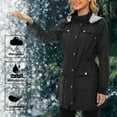 thumbnail image 7 of Sopiago Women's Rain Jacket Plus Size Long Raincoat Lightweight Hooded Windbreaker Waterproof Jackets with Pockets Black,L, 7 of 7
