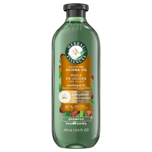 Herbal Essences Jojoba Oil Sulfate Free Shampoo, Made for Air Drying, Smoothing, with Certified Camellia Oil and Aloe Vera, For All Hair Types, Especially Frizzy Hair