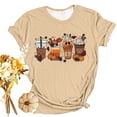 thumbnail image 2 of WREESH Women's Thanksgiving Graphic Pullover Loose Short Sleeve Crew Neck Top Khaki, 2 of 4