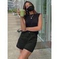 thumbnail image 3 of EMMIOL Women's High-Mid Waisted Stretchy Denim Shorts Basic Wash Solid Casual Boyfriend Y2K Jorts for Summer, 3 of 6