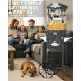thumbnail image 7 of Miniyam 10 Oz Popcorn Machine with Cart, Large Kettle Popcorn Maker with Side Trays, Storage Cabinet & Tempered Glass, Countertop Convertible Popper for Home Theater, Parties & Events, Black, 7 of 7