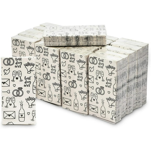 Wedding Theme Facial Tissues - 24 Pack 3-ply Travel Size Pocket Tissue Party Favors, 240 Count Total