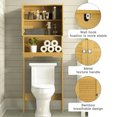 thumbnail image 3 of Topcobe Over The Toilet Storage Cabinet, Tall Bathroom Cabinet Organizer with Cupboard and Adjustable Shelves for Laundry Room, Balcony, Brown, 3 of 10