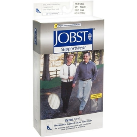Jobst Supportwear - 4 Pack - JOBST SupportWear SensiFoot Knee High Socks 8-15 mmHg White Medium 1 Pair