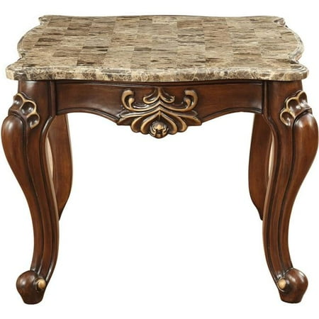 ACME 81052 Shalisa End Table - Marble & Walnut - 24 x 30 x 30 in.