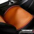 thumbnail image 5 of Ikon Motorsports Seat Cover Cushions Compatible With 2020-2024 Tesla Model Y 4-Door, V1 Style Orange Suede Leather 1st 2nd Row 5-Seat Seat Cover Cushion Protectors, 5 of 9